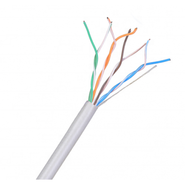 Сетевой кабель F/UTP (24 AWG), кат.5Е экран, 4 пары, серый